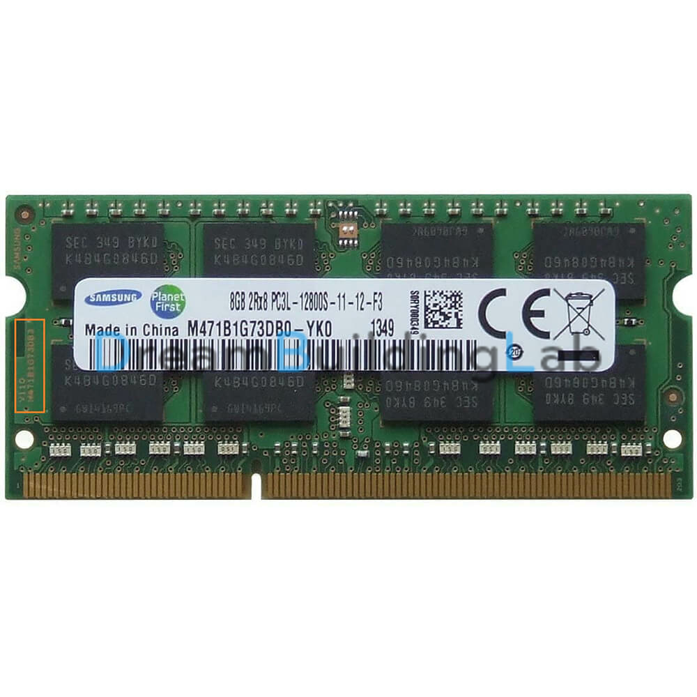 三星DDR3笔记本内存条PCB的条码位置